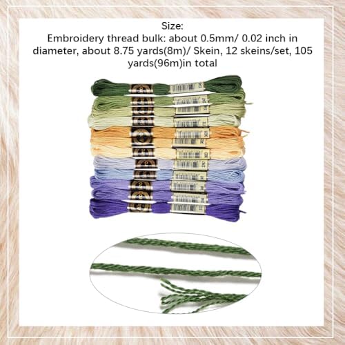 12 Skeins Purple Green Embroidery Floss Threads for Sewing Making - Image 2