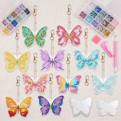 LAKEQUILL Rainbow Butterfly 12 Pcs 5D Diamond Painting Keychain Kit - Image 2