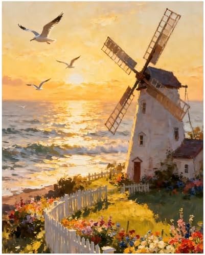 XTCIXAL Paint by Numbers Kit for Adults, Windmill, 16X20 Inch by XTCIXAL