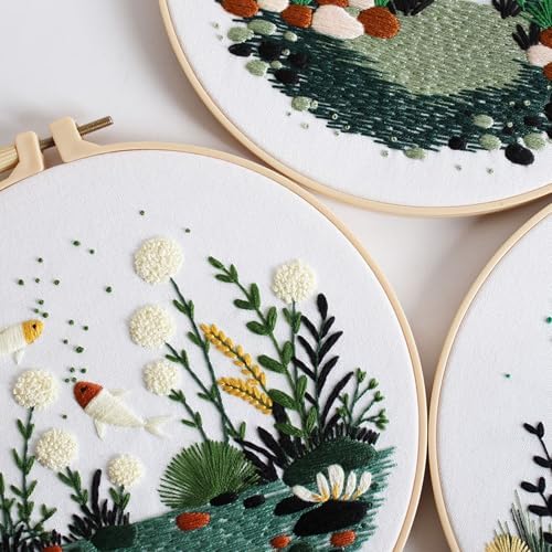GLTAYLMY Fish Embroidery Kit for Beginners Adults,3 Set Cross Stitch Kits with 1 Plastic Embroidery Hoops,Needles and Color Threads,Needlepoint Kit for Hand Embroidery Starter - Image 6
