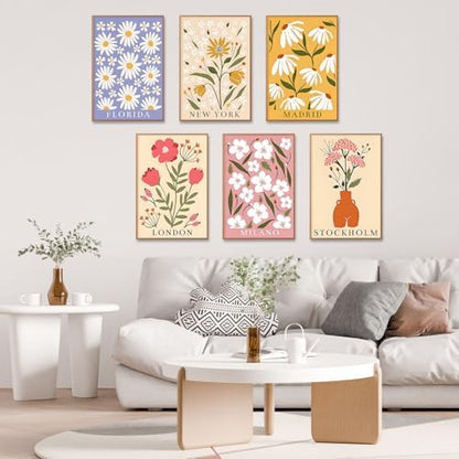 6 Pack Paint by Numbers Kit for Adults, Simple Flowers Adult Paint by Number Kits on Canvas Without Frame for Beginner, Floral Easy Acrylic Oil Painting by Numbers Kits for Home Decor 8 x 12 Inch - Image 6
