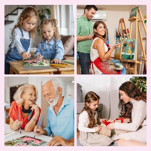 MXJSUA 4 Pack Elephant Shark Animals Framed Paint by Numbers Kit with Canvas for Adults Beginner, DIY Acrylic Oil Painting Kits with Brushes for Home Wall Decor Gift (8x10 inch) - Image 7