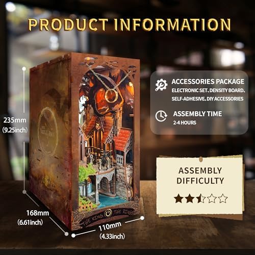 Book Nook Kit Dragon Light 3D Wooden Puzzle for Adults & Teens - Image 2