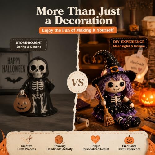 Patchwork Skeleton Witch Girl DIY Kit Craft Beginner Decoration，#G - Image 5