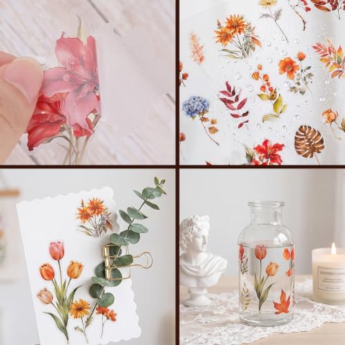 80 Pcs Fall Stickers Natural Autumn Flower Sticker for Scrapbook Supplies - Image 3