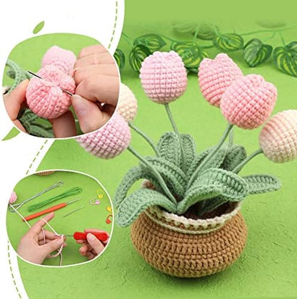 kgxulr Crochet Kit, Tulip Crochet Kit for Beginners, Knitting Kit - Image 5