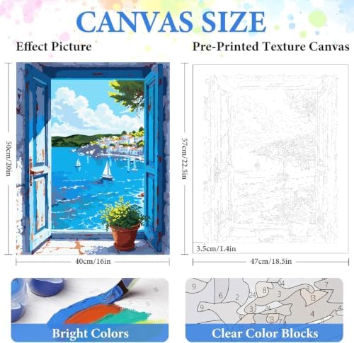 ZRIZQ Landscape Paint by Numbers Kit for Adults Beginner,Scenery,16x20 - Image 2