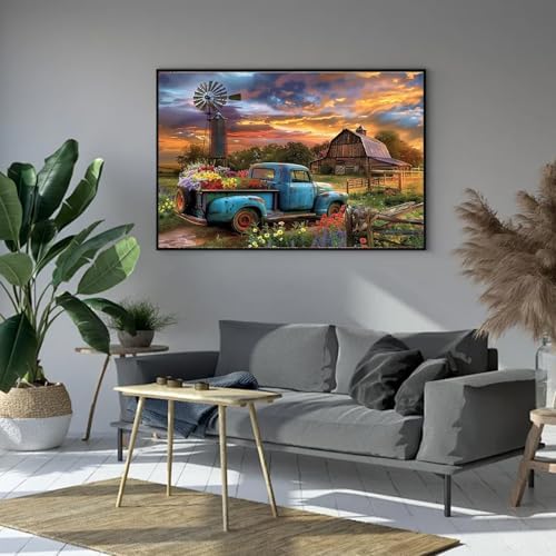 Farmhouse Truck Flower Paint by Numbers Kit for Adults Canvas,Frameworkless - Image 2