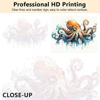 TUMOVO Adults Octopus Paint by Numbers, Colorful Marine Animal Painting, DIY Acrylic Painting Kit, Wall Decor, 16x20 Inch (Framed) - Image 2