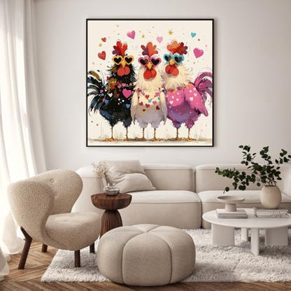 Framed Paint by Numbers Kit for Adults, Funny Chickens, 10 x 10 Inch - Image 2