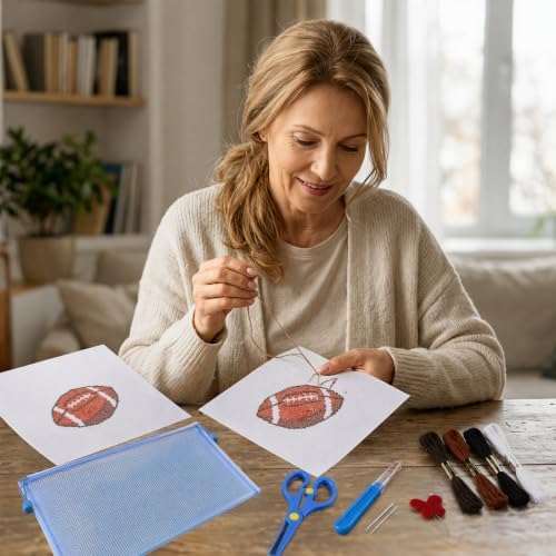Ansberta 13Pcs Football 18 Mesh Needlepoint Canvas Kit for Beginners Adults - Image 5