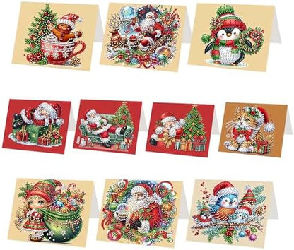 10 Pack 5D DIY Diamond Painting Christmas Greeting Card Kit, Diamond Art Birthday Holiday Greeting Card, Art Crafts Kit Creative with Envelope by POETRYDRAW