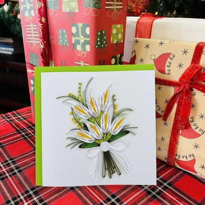 Quilling Cards, handmade card, quilled cards with Dedicated Paper, quilling birthday cards for women or all occasions: Mother's day, Greeting card, Birthday... (Lily) - Image 4