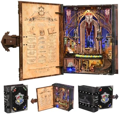 MiniCity Magic Admissions Book Nook Kit, DIY 3D Wooden Puzzle with LED by MiniCity