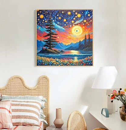Offito Framed Paint by Numbers Kit for Adults Beginners, Starry Night - Image 3