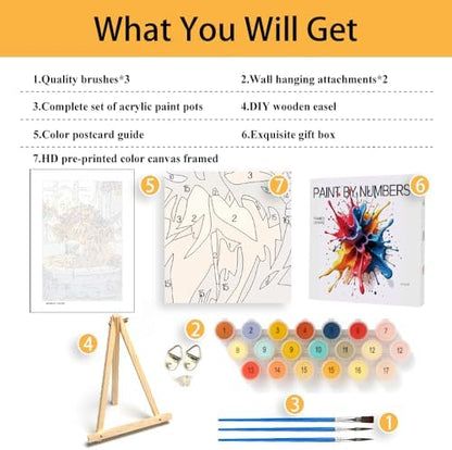 Mowana Paint by Numbers Kit for Adults Beginners, Cow Adult Paint by Number Kits Framed Canvas with Easel, Adult Crafts DIY Arcylic Oil Painting 8x12inch - Image 3