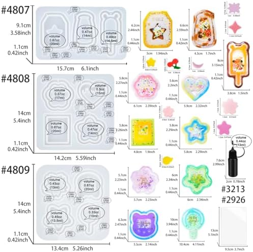 Resin Shaker Molds Set Kawaii Keychain Charms Pack of 9 Epoxy Silicone Trays Precision Tip Applicator Bottle Kit Bundle - Image 2