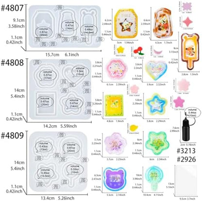 Resin Shaker Molds Set Kawaii Keychain Charms Pack of 9 Epoxy Silicone Trays Precision Tip Applicator Bottle Kit Bundle - Image 2