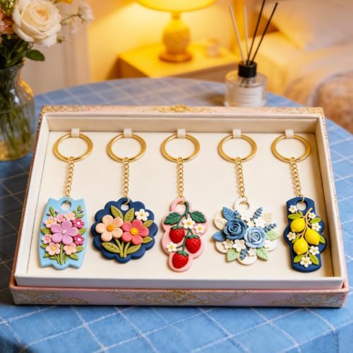14Pcs Cute Polymer Clay Cutters Cute Ceramics Keychain Cutters for Flower Heart Polymer Pottery Key Ring Making - Image 5