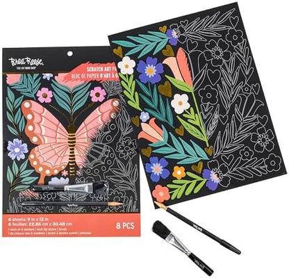 Brea Reese Butterfly Garden Scratch Art Paper Pad, 6 Metallic Designs - Image 3
