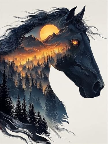 NZNANCHU Paint by Number for Adult,DIY Animal Painting Kits for Adults,Color by Numbers,Horse Paint by Number Canvas Crafts Watercolor for Beginners Hoom Decor (Horse) by Unknown