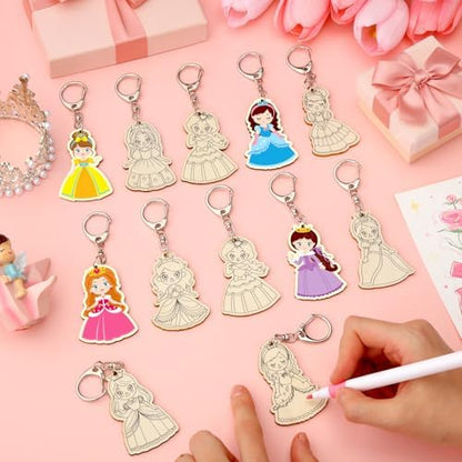 RattanView 24 Pcs Princess Craft Keychains DIY Keychain, 12 Styles - Image 4