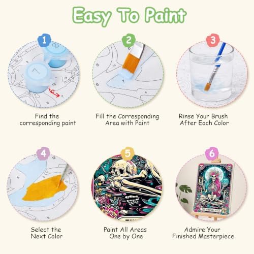 Spandrel Paint by Number Kits for Adults Witch Tarot, The Spiritual Bitch Skeleton Paint by Number Kits on Canvas, DIY Acrylic Oil Gothic Painting by Numbers Gitfs for Home Wall Decor, 8x12in - Image 7