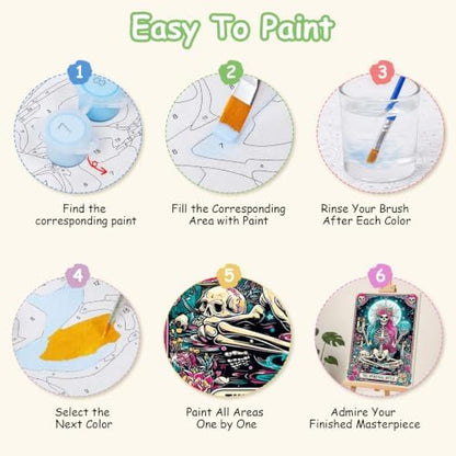 Spandrel Paint by Number Kits for Adults Witch Tarot, The Spiritual Bitch Skeleton Paint by Number Kits on Canvas, DIY Acrylic Oil Gothic Painting by Numbers Gitfs for Home Wall Decor, 8x12in - Image 7