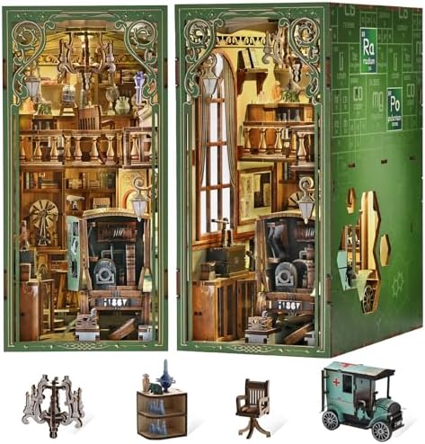 MiniCity Book Nook Kit, DIY Miniature Dollhouse Book Nook Kit with Dust Cover and LED Light for Teens and Adults-The Radium Lady by MiniCity