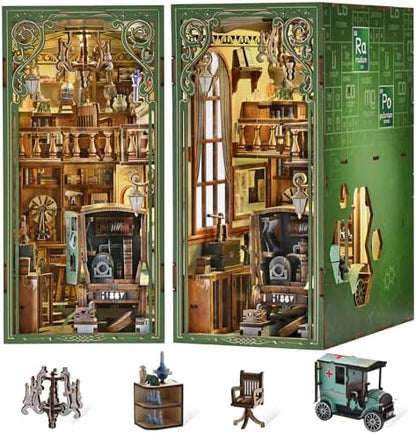MiniCity Book Nook Kit, DIY Miniature Dollhouse Book Nook Kit with Dust Cover and LED Light for Teens and Adults-The Radium Lady by MiniCity