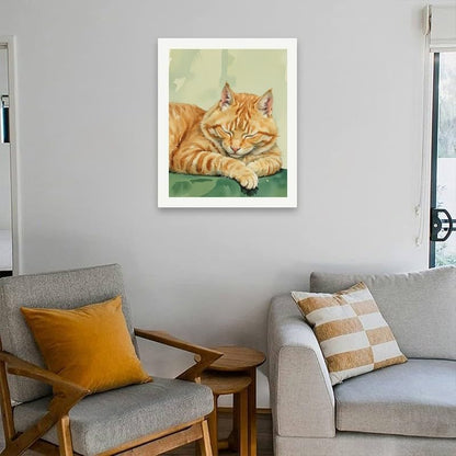 TAOPAOLAB Cat Paint by Numbers Kit for Adults - DIY Sleeping Orange Tabby Painting on Canvas 16x20In, Acrylic Paint Set, Suitable for Beginners, Animal Art for Home Decoration or Gifts - Image 4