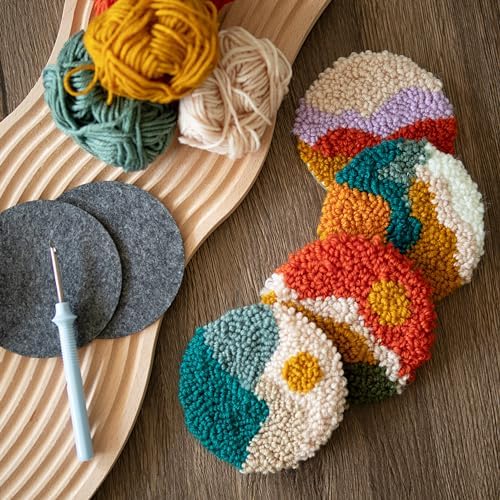 Temlum 6pcs Punch Needle Coasters Kit for Adults and Beginners(Landscape) - Image 5