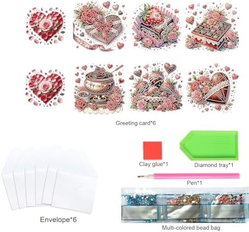 TDFERAN 6 Pack Diamond Art Kits for Adults Christmas Card Blank Cards Blank Greeting Cards Diamond Painting Note Cards with Envelopes Friendship/Anniversary Cards Thanks Cards Christmas Cake - Image 3