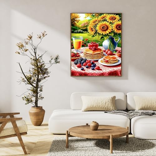 Paint by Numbers Kit for Adults, Sunflower & Pancake Breakfast, 16x20 Inch - Image 3