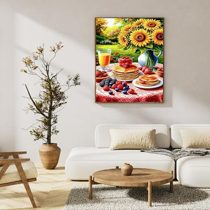 Paint by Numbers Kit for Adults, Sunflower & Pancake Breakfast, 16x20 Inch - Image 3