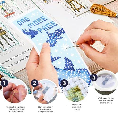 ORIGACH 6 Set Whale Shark Cross Stitch Bookmark Kit for Beginner - Image 4