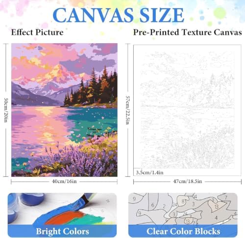 ZRIZQ Landscape Paint by Numbers Kit for Adults Beginner,Mountain,16x20 - Image 2