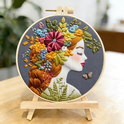 3 Packs Embroidery Kit for Adults, Embroidery for Beginners (Girl-1) - Image 2