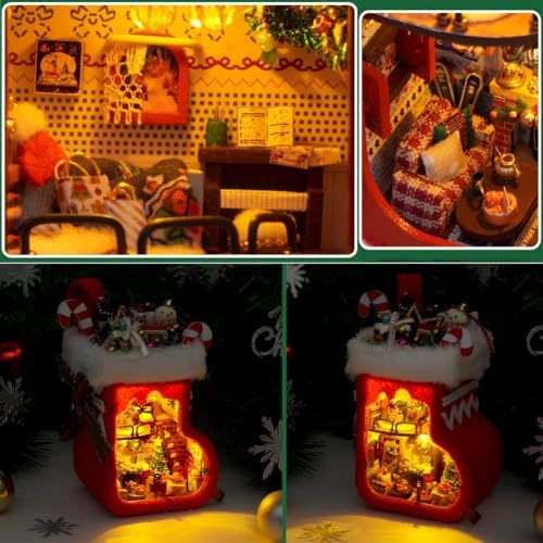 3D Wooden Book Stand Puzzle DIY Dollhouse Wood Nook Model Building Kit with LED Light for Adults to Build Creativity Christmas Halloween - Image 5