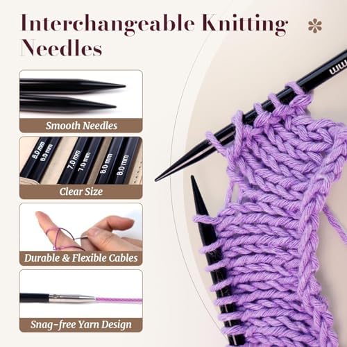 Yarniss 15 Pairs Interchangeable Circular Knitting Needle Combo with Case - Image 4