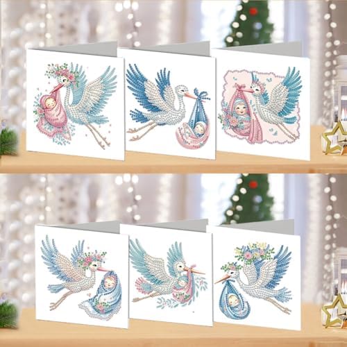 DDGYP 6 PCS Diamond Art Painting Greeting Cards with Envelopes,5.9x11.81In - Image 3