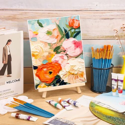 54 Pack Canvas with Easel Set 8 x 10 Inch Canvas Boards with Wooden Easels, Paint Brushes Canvas Panel Painting Kit for Acrylic Oil Watercolor Beginners Art Crafts Sip and Paint Party - Image 7