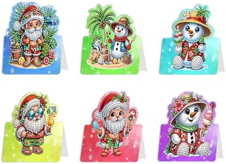 6 pack 3D Christmas Diamond Painting Greeting Cards Kit, Diamond Art Birthday Cards with Envelopes,DIY Thank You Card Making Craft for Adults,Handmade Greeting Card Supplies Gift Idea (Christmas) by Unknown