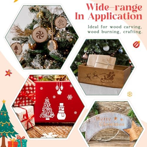 Lewtemi 6 Pcs Metal Wood Burning Stencils, Christmas Style Letters Numbers - Image 5