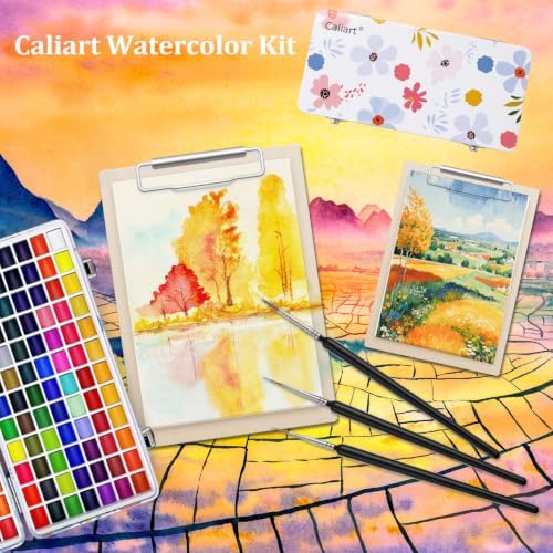 Caliart 168 Colors Watercolor Paint Set, Portable Art Supplies Palette Kit - Image 4