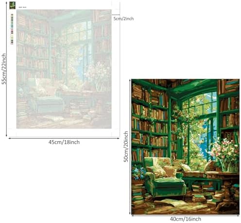 Lxmsja Books Room Paint by Numbers Kit for Adults, Tree Window Acrylic Paint by Numbers for Adults Beginner, DIY Craft Supplies Oil Painting Kits for Home Wall Decor 16x20 inch (No Frame) - Image 6