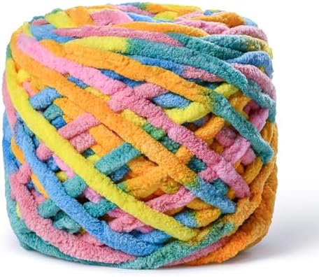 Plush Chenille Chunky Yarn 100g (49.2yd) - Fluffy Velvet Yarn Crochet for Blanket Knitting and Crocheting - Baby Yarns for Crocheting Soft - Amigurumi Yarns (Neon Color) by OMoiut