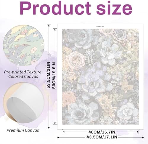 CYNART Succulent Paint by Numbers Kit for Adults Beginner, Green Plants Easy Paint by Number Kits on Canvas, DIY Acrylic Oil Painting by Numbers for Gift Home Decor 16 x 20 inch （Without Frame） - Image 3