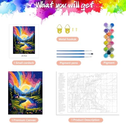 ZTOTZ Paint by Numbers Kit for Adults,Aurora Borealis Painting by Numbers16x20 Canvas,Landscape Paint by Number Kits for Home Decor - Image 5
