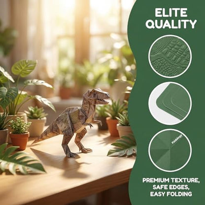 Origami Paper Kit DIY Dinosaur - 50 Sheets Origami Paper for Folding Cute Dinosaur Figures, Fun Creative Craft for Adults, Art Desk Decor and Gift for Origami Lovers - Image 2